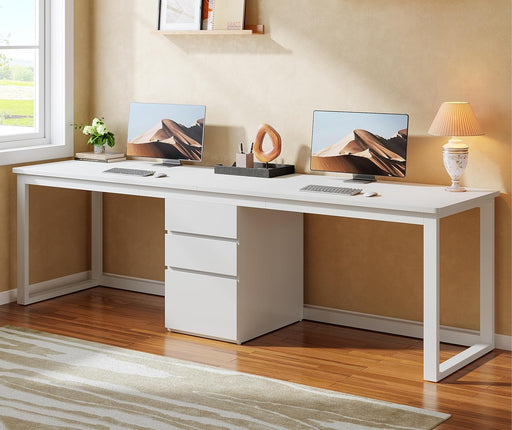 78.7'' 2 Person Computer Desk with 3 Drawers, Extra Long Double Office Desk with Storage, Modern Dual Study Writing Table Workstation for Home Office, White