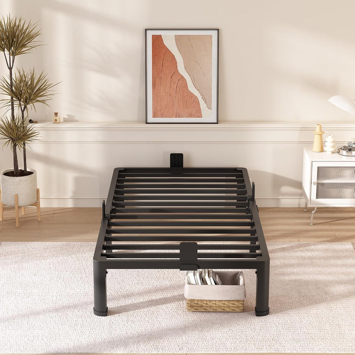 10 Inch Twin Metal Bed Frame with Rounded Corner,Mattress Retainer