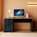 Blue Farmhouse Executive Desk With Charging Station