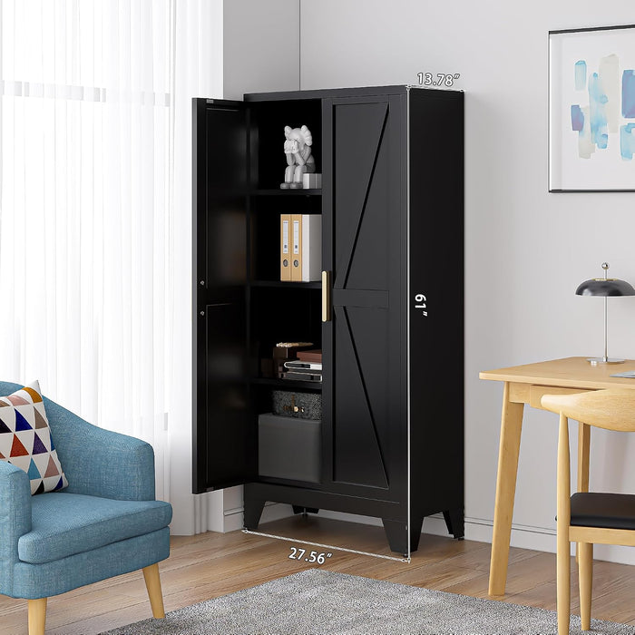 Black 61 Inch IndustrialGrade Pantry Cabinet Doors