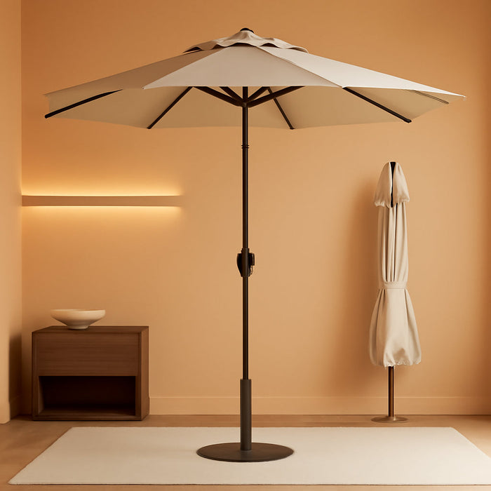 10FT Outdoor Patio Umbrella, 2 Tiers Market Table Umbrella with 8 Sturdy Ribs, Push Button Tilt and Crank, UPF50+ UV Protection for Deck, Pool, Garden and Backyard