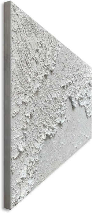 White Textured Wall Art Handmade Contemporary Modern Oil Painting on Canvas Ocean Wave Beach Abstract Painting for Living Room Bedroom Decor