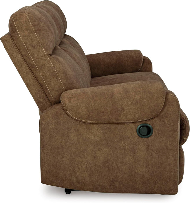 Edenwold Contemporary Faux Leather Manual Reclining Sofa, Dark Brown