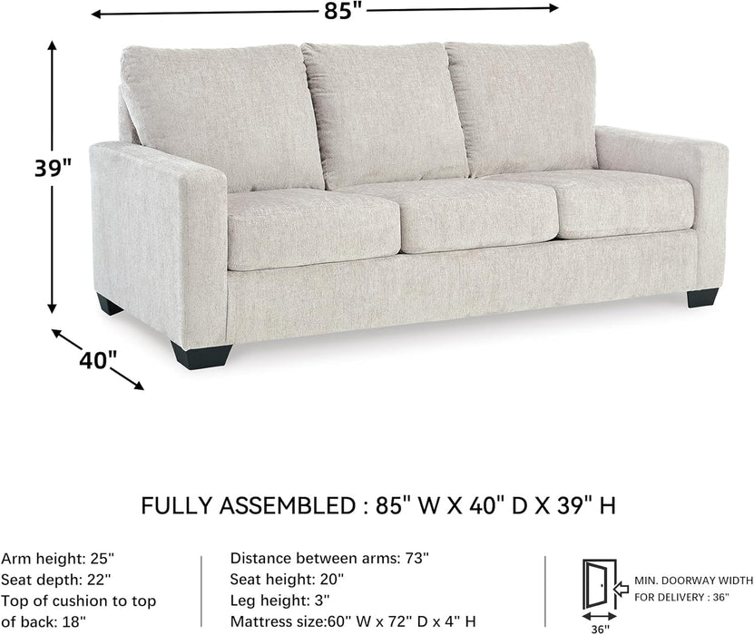 White Queen Upholstered Sleeper Sofa With GelMemoryFoam