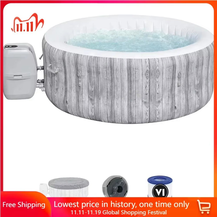 Outdoor Hot Tub with 120 Airjets and Energysense Cover, Portable Outdoor Spa, Large round 2 to 4 Person Inflatable Hot Tub