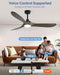 60 Inch Outdoor Ceiling Fans with Lights,Smart Wood Ceiling Fan for Alexa,Google & APP Control,Indoor/Outdoor,3 Blades,3Cct Dimmable,Deep Brown Walnut,Downrod Mount for Patio Porch
