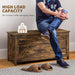 Executive Rustic Brown Storage Bench Double Hinges