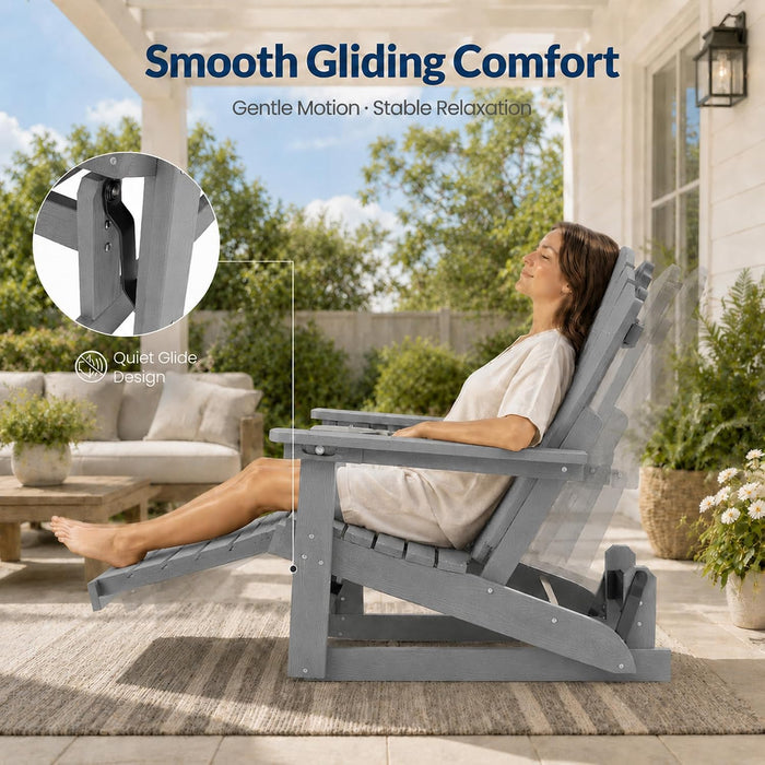 Adirondack Glider Chairs Set of 2,With Retractable Ottoman,Adjustable Back