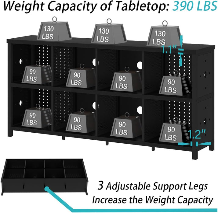 Black 63 Inch Multifunctional Industrial Bookshelf Storage