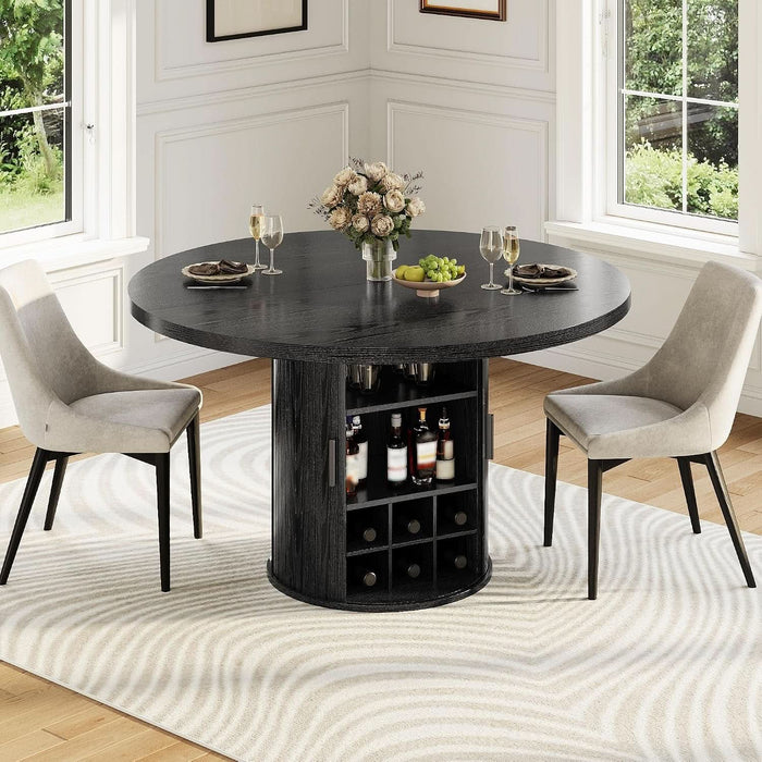 47'' round Dining Table, Wooden Kitchen Table with Fluted Base