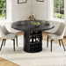 47'' round Dining Table, Wooden Kitchen Table with Fluted Base
