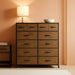 Tall Dresser for Bedroom with 12 Drawers, Dressers & Chests of Drawers, Fabric Dressers for Closet, Storage Dresser Organizer with Steel Frame, Wood Top, Rustic Brown Wood Grain Print