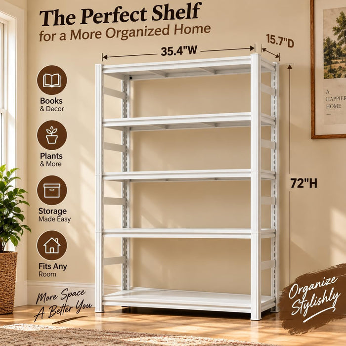 Metal Book Shelf Adjustable Heavy Duty Bookshelf with Tool-Free Assembly