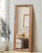 Full Length Mirror 65"X24" Solid Wood Frame Floor Large Mirror for Living Room, Bedroom Hanging or Leaning Wall-Mounted, Light Brown