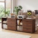 39-Inch Walnut Rolling File Cabinet With Compartments