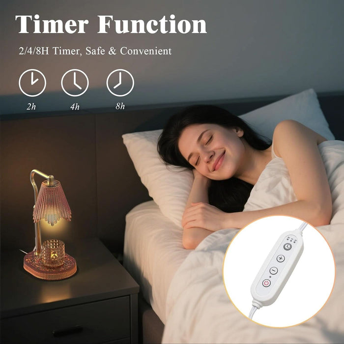Candle Warmer Lamp with Timer & Dimmable 4-Level Brightness - Adjustable Height,For New Home Bedroom, Gifts for Women (Brown)