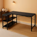L Shaped Desk, 47 Inches Computer Desk with Reversible Storage Shelves, Gaming Desk, Corner Desk Home Office Desks, Writing Desk Study Desk with Metal Frame, Black