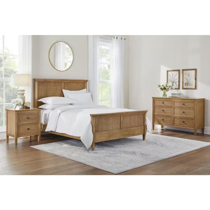 Marsden Patina Wood Finish Wooden Cane King Bed (81 In. W X 54 In. H)