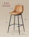 Bar Stools Set of 2, Bar Height Bar Stools with Back, Ergonomic Backrest, Synthetic Leather, Metal Legs, 28.7-Inch Tall Stools for Kitchen Island Home Bar, Caramel Brown ULBC888K01