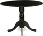 DLT-ABK-TP Dublin Dining Table - a round Wooden Table Top with Dropleaf & Pedestal Base, 42X42 Inch, Wirebrushed Black