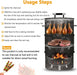 Charcoal Smoker Grill, 20" Barrel Smoker, Outdoor Barbecue Grill, Ideal for BBQ, Party, Backyard, Patio, Cooking, Heavy Duty round Grill, Vertical Smoker