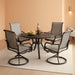 5 Piece Outdoor Patio Dining Set with 4 Swivel Dining Chairs & 1 Large round Dining Table, Gray Textilene Mesh Fabric Chair and round Metal Table for All Weather Deck Lawn Garden
