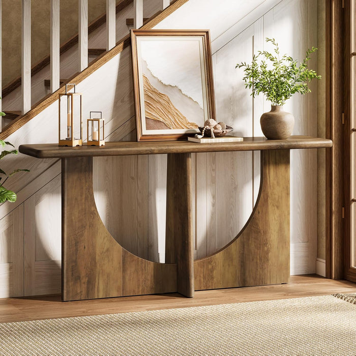 Console Table for Entryway, 71-Inch Farmhouse Entryway Table with Sturdy Geometric Frame, Extra Long Sofa Console behind the Couch for Living Room, Foyer, Entrance, Rustic Brown