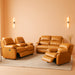 Manual Leather Recliner Sofa Set for Living Room Furniture Set,Leather Recliner Couch Set for Home/Office,Leather Couch Set for 3-Pieces(Sofa+Loveseat+Chair) Ginger, Sofa+Lovsesat+Chair