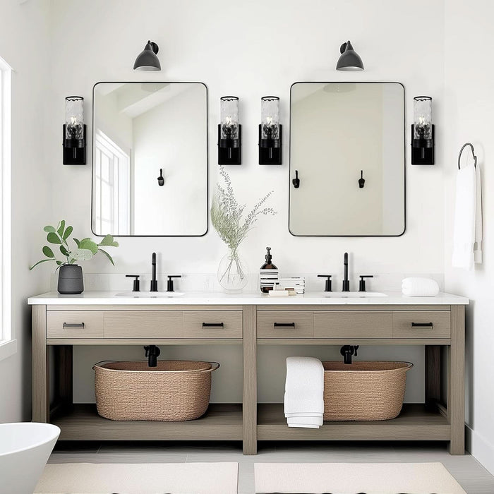 Wall Mirror for Bathroom, 30X36 Matte Black Bathroom Mirror, Modern Stainless Steel Metal Frame Rounded Corner Rectangle Mirror for Vanity