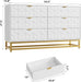 6 Drawer Dresser, White Modern 54" Large Dresser for Bedoom