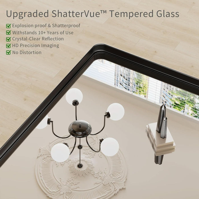 Black Wall Mirror 30x48 Inch ExplosionProof Tempered