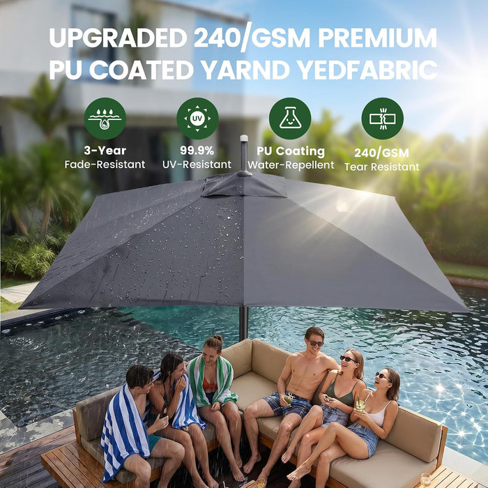 9' X 12'FT Cantilever Offset Outdoor Patio Umbrella with Base