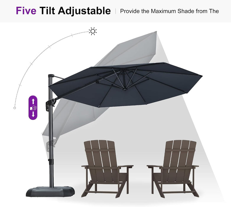 Cantilever Umbrella 10 Feet round Smooth 360° Rotation Grey | Rock-Solid Stability, Smooth One-Hand Adjustment, Expansive Shade Coverage, Stay Cool & Protected, Built for Lasting Comfort