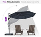 Cantilever Umbrella 10 Feet round Smooth 360° Rotation Grey | Rock-Solid Stability, Smooth One-Hand Adjustment, Expansive Shade Coverage, Stay Cool & Protected, Built for Lasting Comfort