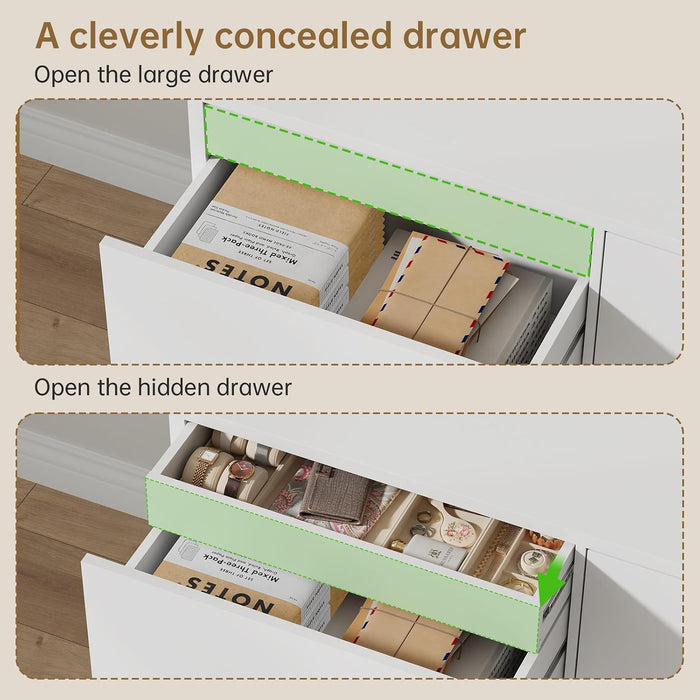 Dresser for Bedroom with 9 Drawers, 14.2"D X 59.1"W X 29.5"H, White