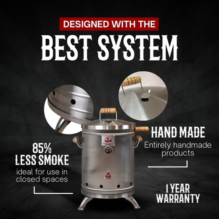 (16 Pound) 2-In-1 Smoker Barrel Vertical Grill - Premium 304 Stainless Steel - Barril Charcoal BBQ Thermometer & Ventilation - Cooking Accessories Meat Kit - Portable Outdoor, Camping -