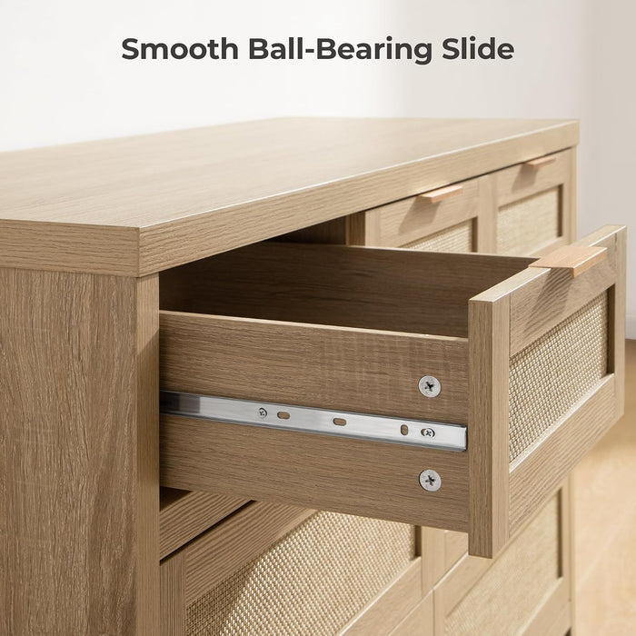 7 Drawer Rattan Dresser for Bedroom, 57" Wide Dresser