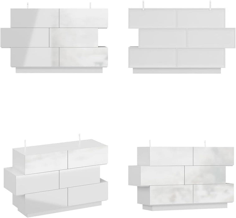 White High Gloss Six Drawer Dresser with Asymmetrical Design White High Gloss Six Drawer Dresser with Asymmetrical Design