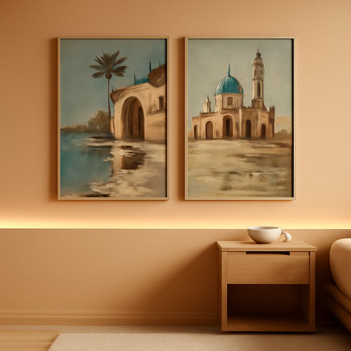 Framed Islamic Wall Art Mosque Landscape 16x24Inches