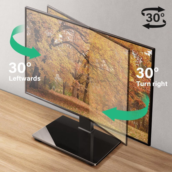 Universal TV Stand for 27 to 65 Inch LCD LED Tvs 4 Level Height Adjustable TV Stand Base with Tempered Glass Base Table Top Stand Vesa 400X400Mm