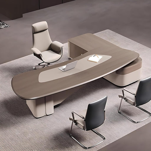 L Shaped SolidWood Desk With HiddenCableHole 141.7In