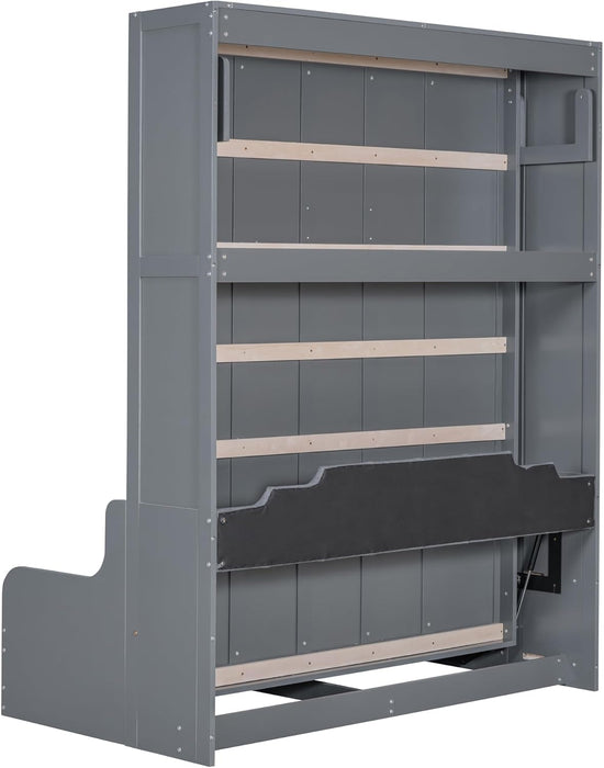 Queen Size SlateGray FoldableSpaceSaving Murphy Wall Bed