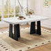 63" Faux Marble Dining Table for 4-6, Rectangle, White