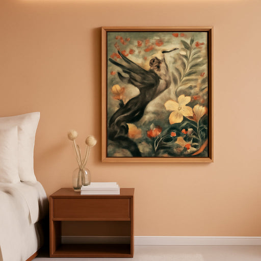 Framed Vintage Hummingbird Wall Art, Floral Bird Wall Decor Paintings, 3D Sandstone Textured Nature Botanical Pictures Prints Aesthetic Home Decor for Living Room Bedroom Bathroom Office 16X24 Inch