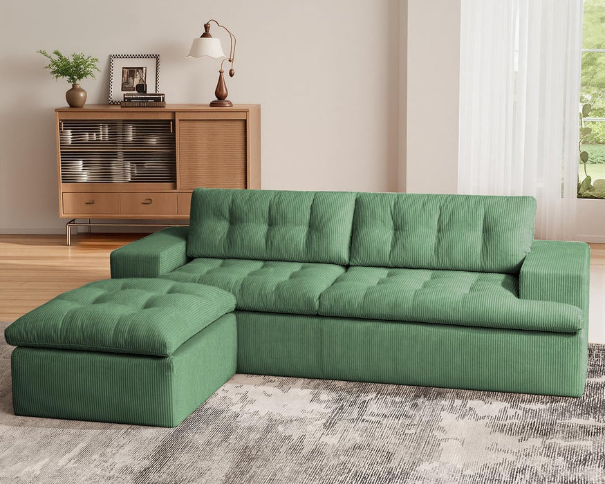 Emerald Green Modularized Sectional Sofa With Ottoman