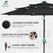 9 Ft 3-Tier Outdoor LED Lighted Patio Umbrella W/Crank, Black