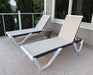Lounge Chair Outdoor Set of 2 Chaise Lounge W/Wheels, Khaki