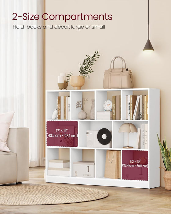 Custos Collection - Bookshelf, 3-Tier Bookcase, Book Shelf, Open Storage Shelf, 9.4 X 49.6 X 39.4 Inches, for Living Room, Home Office, Dining Room, Cloud White ULBC454W01