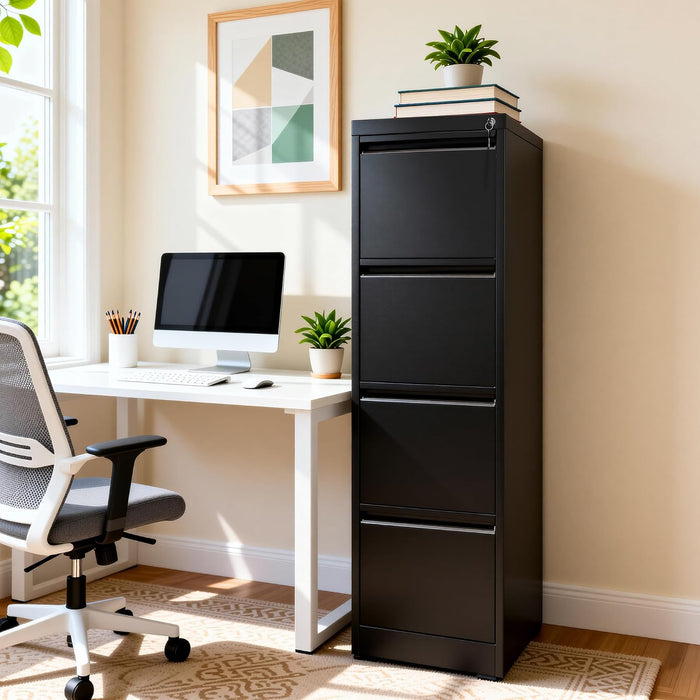 4 Drawer File Cabinet for Home Office, Vertical Filing Cabinet