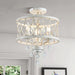 Farmhouse Crystal Ceiling Light Fixture, 3-Light Semi Flush Mount Crystal Chandelier Light Fixture Rustic Vintage White Pendant Ceiling Lamp for Hallway Corridor Kitchen Entryway Bedroom Living Room
